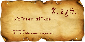 Köhler Ákos névjegykártya